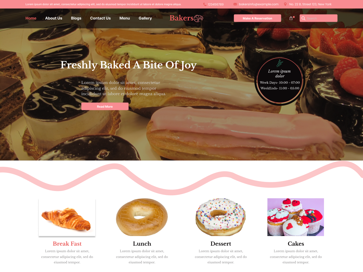 Free Bakers WordPress Theme