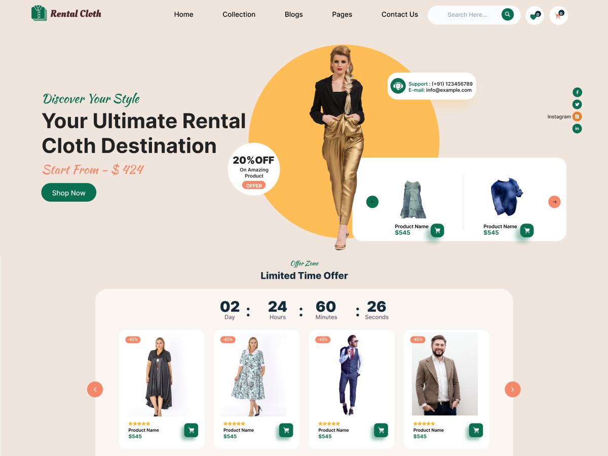 Free Cloth Rental WordPress Theme