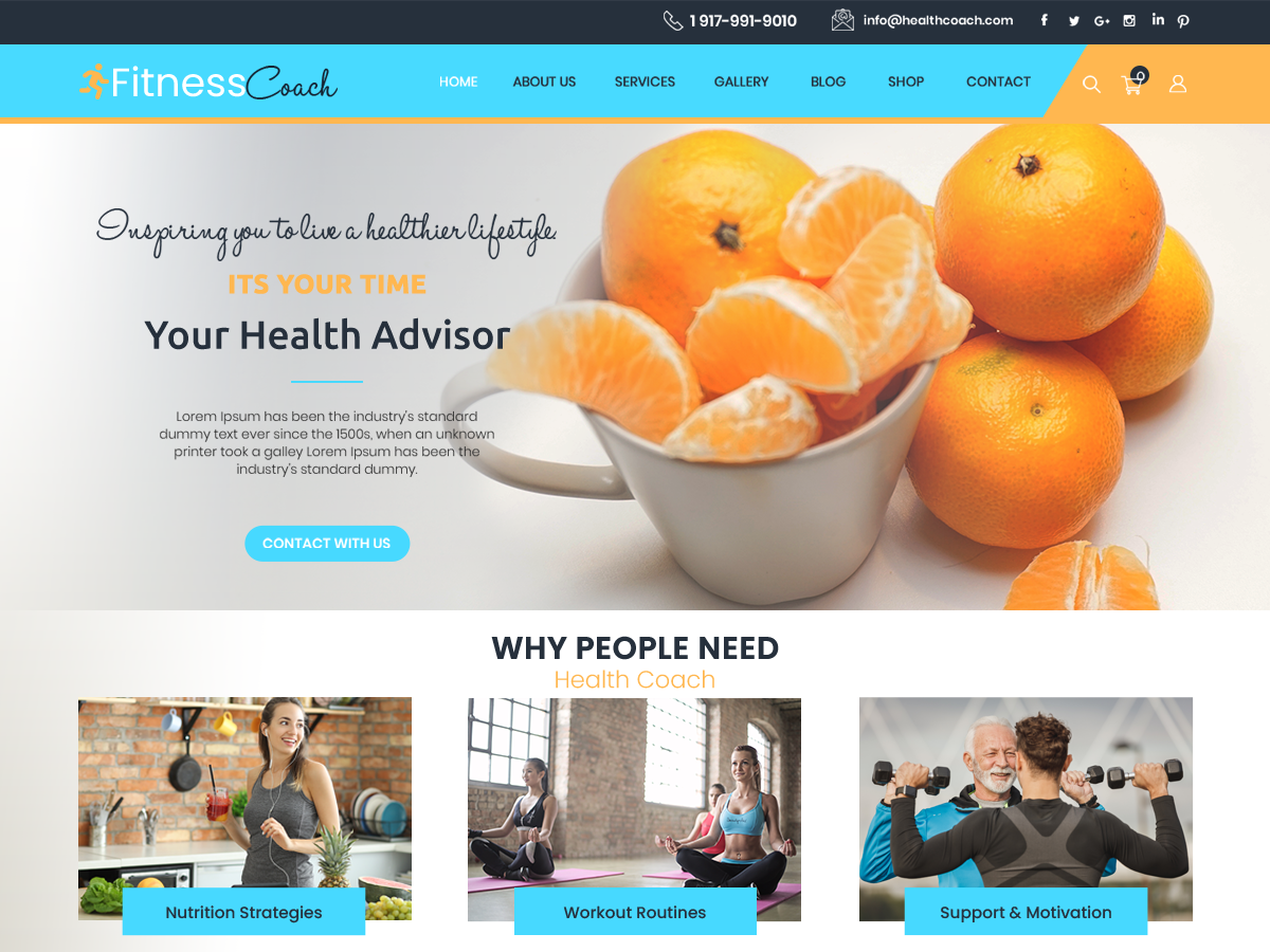 Free Fitness Coaching WordPress Theme