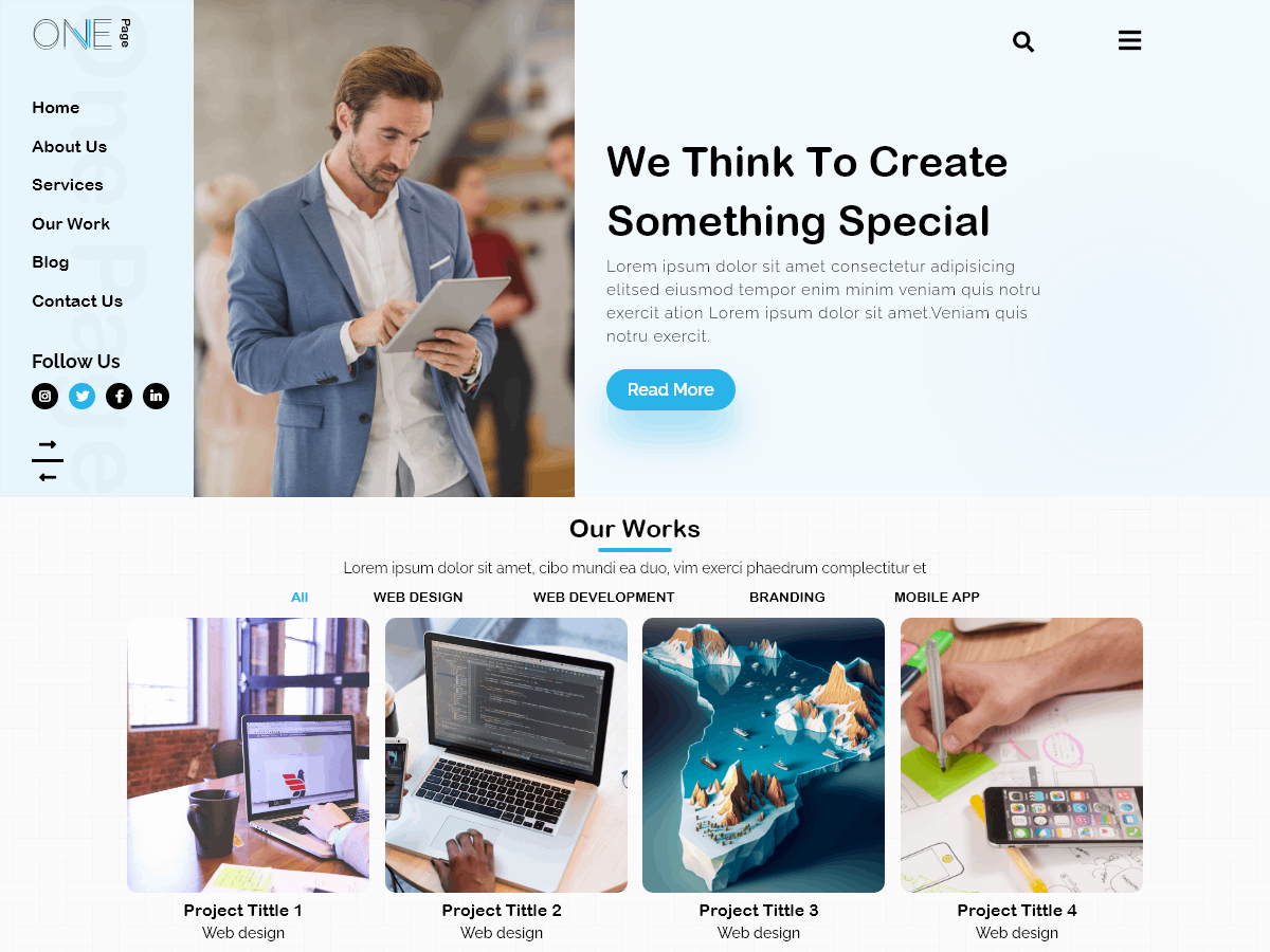 Free One Page WordPress Theme