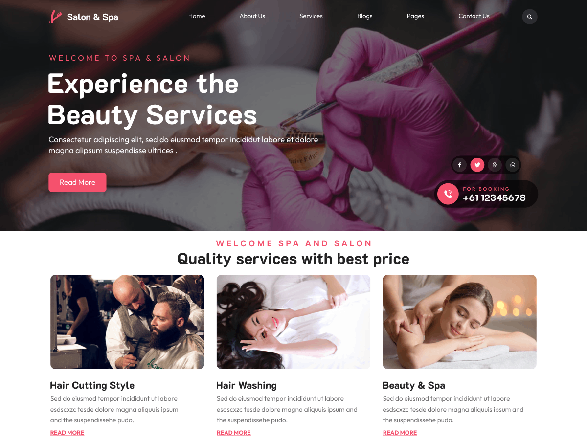 Free Salon WordPress Theme